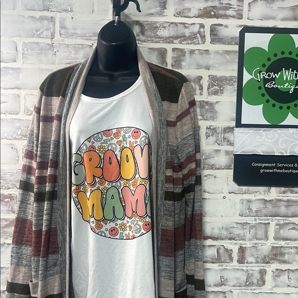 Bobeau pink and Green Cardigan Sweater Cozy Knit Open Front - Picture 5 of 7